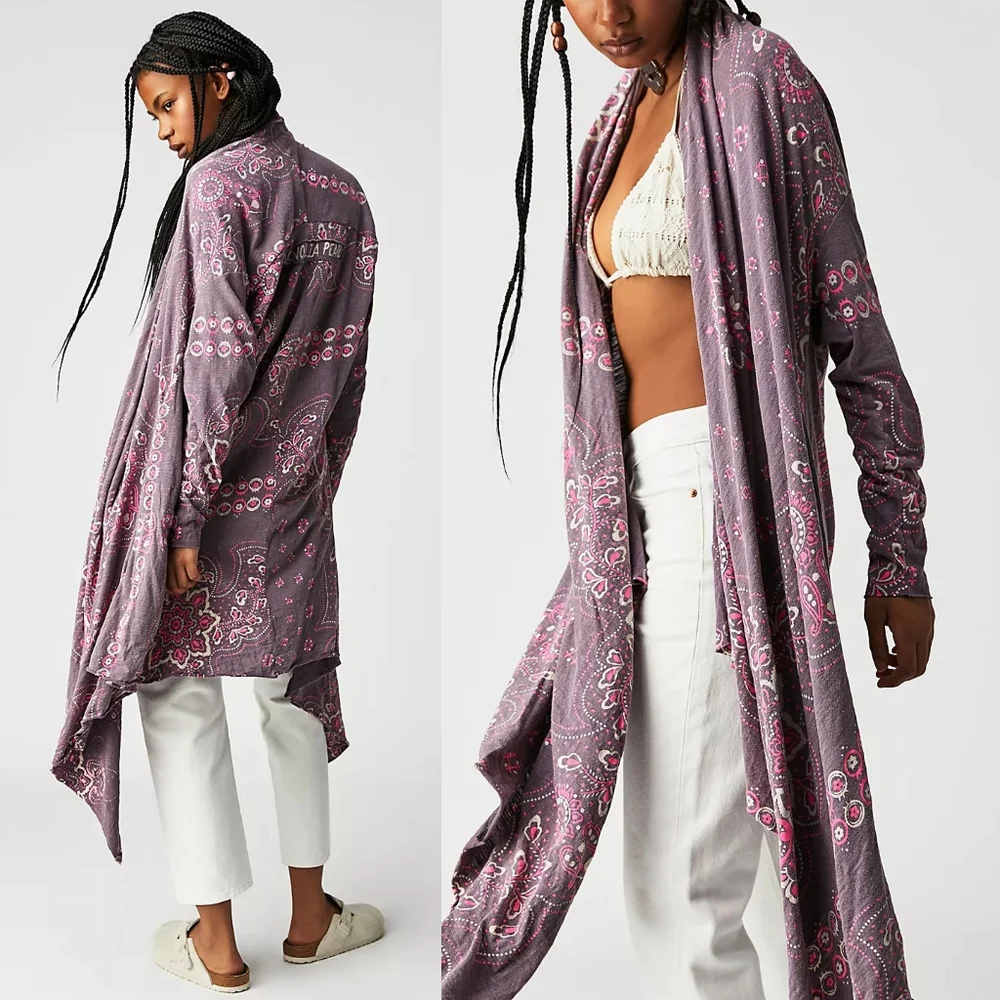 New magnolia pearl stargazer cardi purple pink bandana cardigan OS Karesa ithaca - Picture 2 of 16
